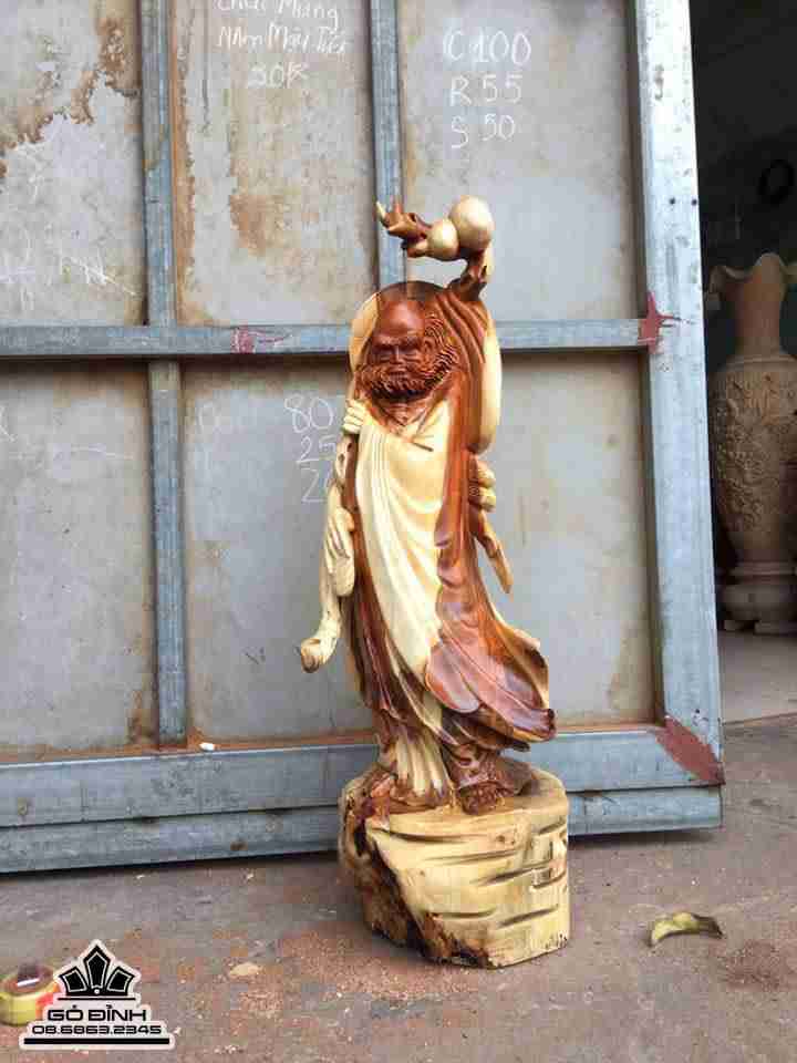 Đạt ma sư tổ gỗ hương 80x25x20
