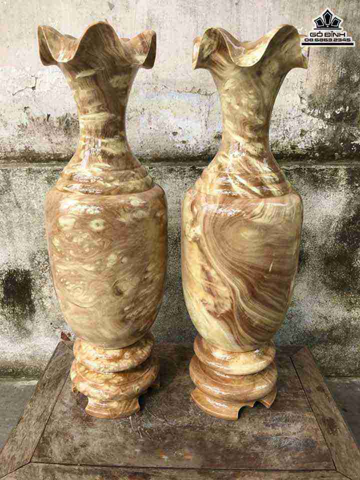 Cặp Lục Bình Gỗ Nu Nghiến  Cao 53 Đường Kính 17 (cm)