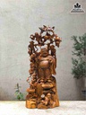 Tượng Phật Di Lặc Ngũ Phúc Gỗ Bách Xanh  Cao 80 Ngang 32 Sâu 22 (cm)