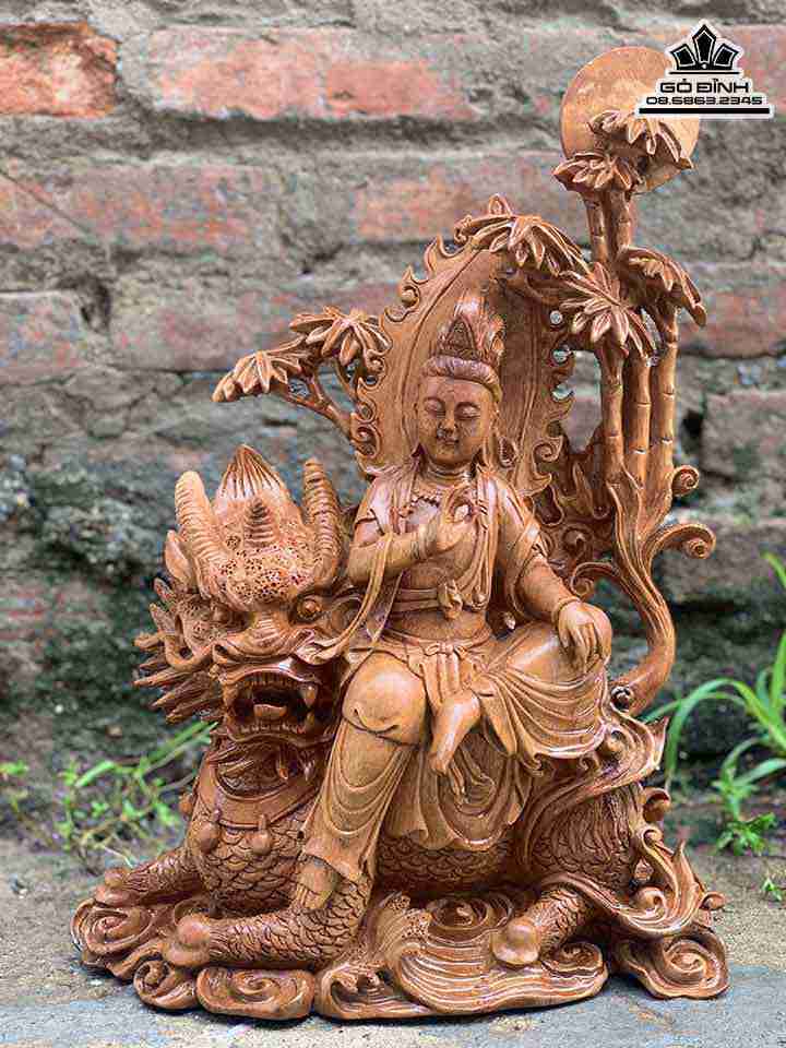 Tượng Phật Bà Quan Âm Tự Tại Gỗ Xá Xị ( Gù Hương )  Cao 45 Ngang 32 Sâu 16 (cm)