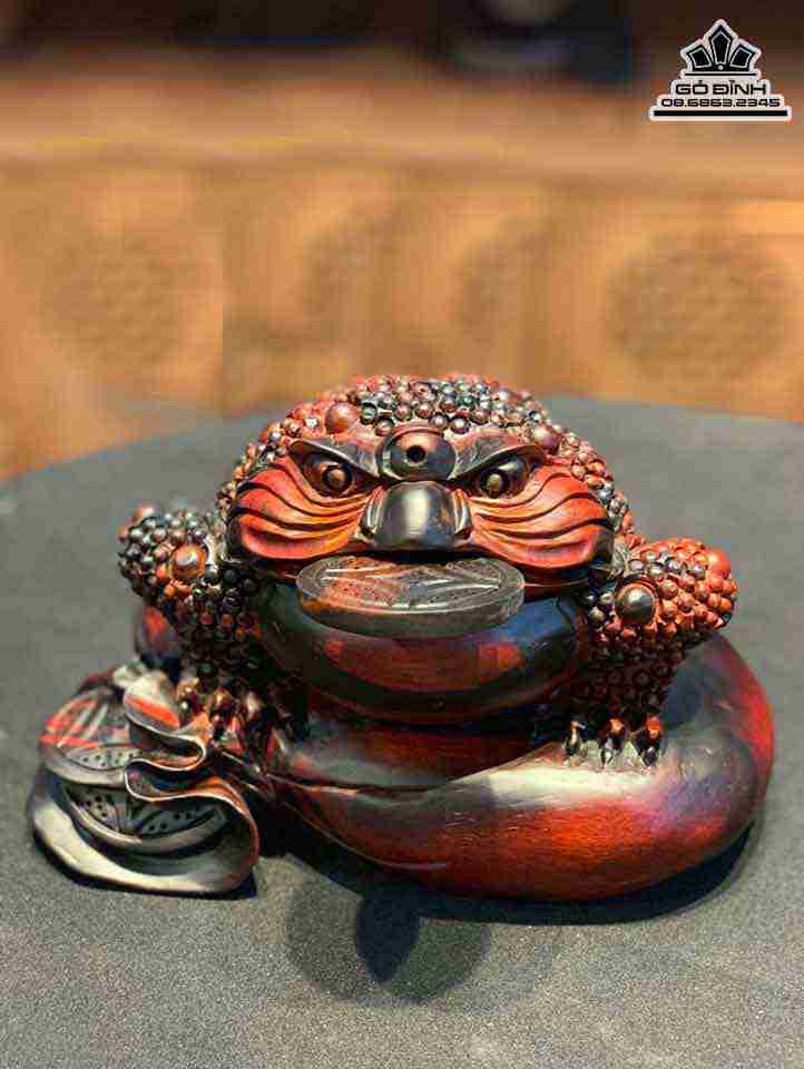 Tượng Thiềm Thừ Gỗ Trắc  Cao 13.5 Ngang 22 Sâu 18 (cm)