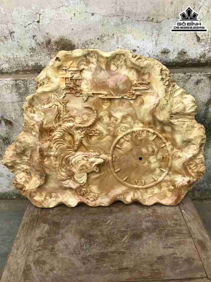 Đồng Hồ Hổ Săn Mồi Gỗ Nu Nghiến  Rộng 58 Cao 44 Dày 2.5 (cm)