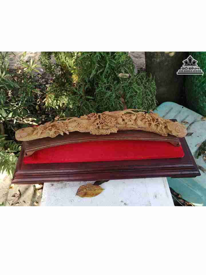 Tượng Gậy Như Ý Gỗ Hoàng Đàn  Rộng 40 Cao 8 Dày 6 (cm)