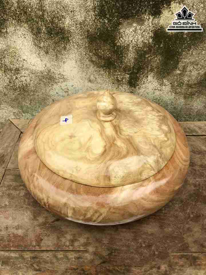Khay Bánh Kẹo Gỗ Nu Nghiến Số 4  Đường Kính 30 Cao 15 (cm)