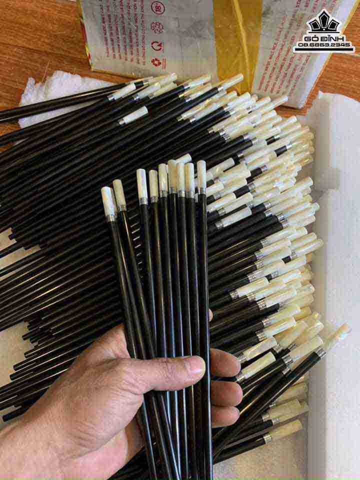 10 Đôi Đũa Mun Sừng Cẩm Ốc Đính Bạc