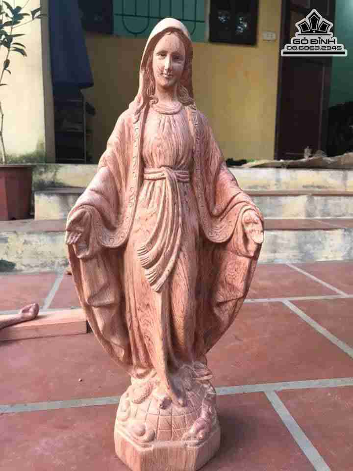 Tượng Đức Mẹ Maria Thương Xót Gỗ Hương  Cao 40 (cm)