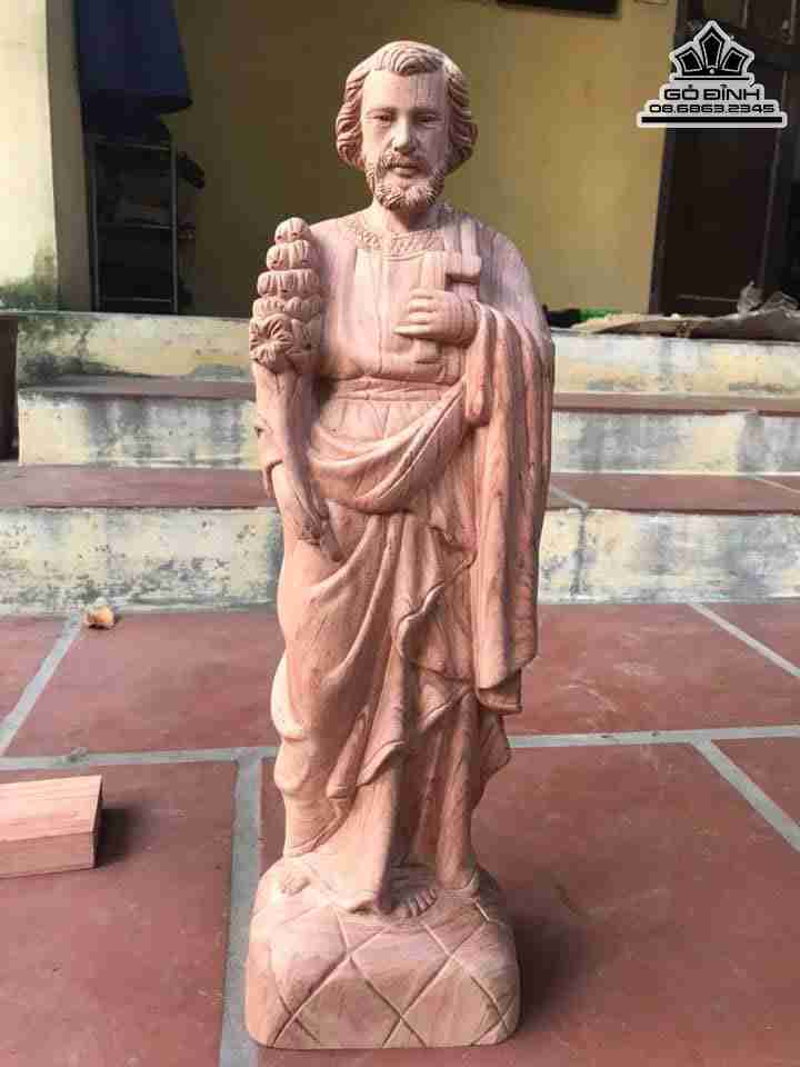 Tượng Thánh Giuse Gỗ Hương  Cao 40 (cm)