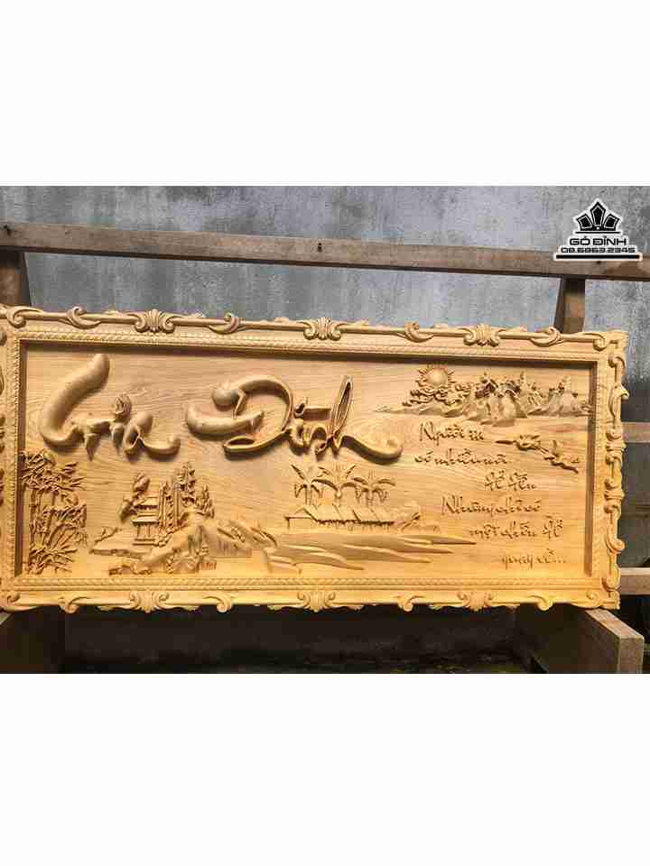 Tranh Chữ Gia Đình Gỗ Pơ Mu  Cao 50 Ngang 110 Dày 4,5 (cm)