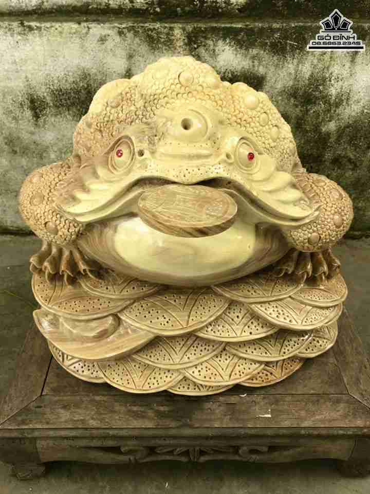 Tượng Cóc Thiềm Thừ Gỗ Nu Nghiến  Cao 43 Ngang 36 Sâu 38 (cm)