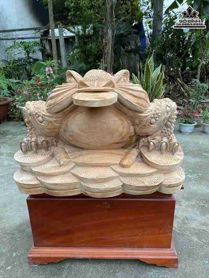 Tượng Cóc Thiềm Thừ Gỗ Ngọc Am  Cao 32 Ngang 46 Sâu 36 (cm)
