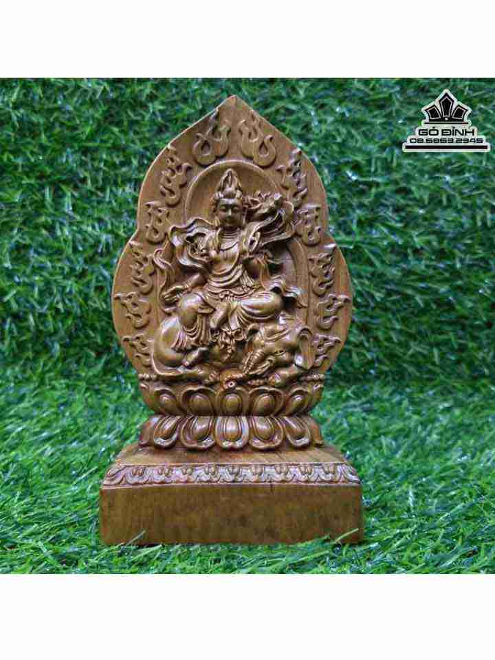 Tượng Phổ Hiền Bồ Tát Gỗ Bách Xanh  Cao 15 (cm)