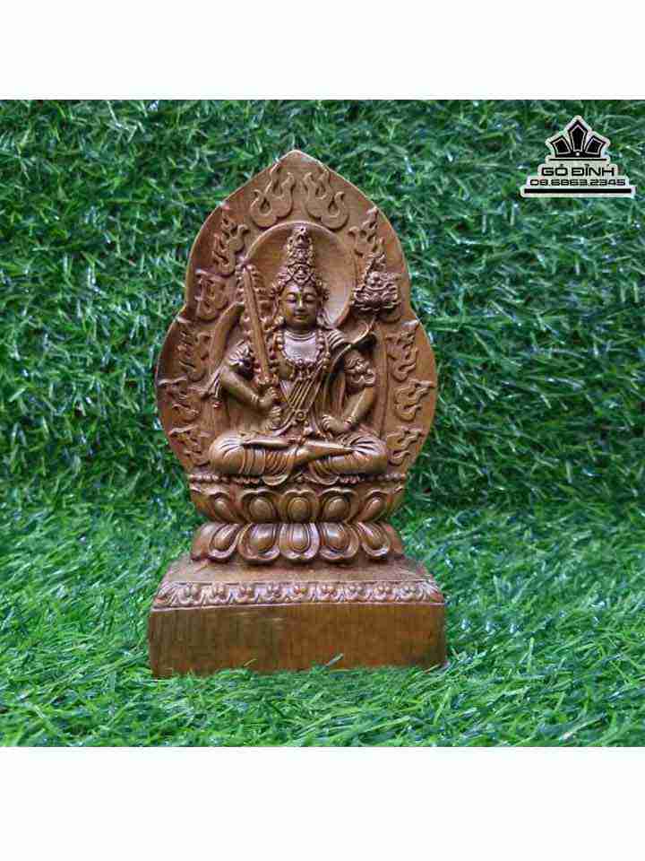 Tượng Hư Không Tạng Bồ Tát Gỗ Bách Xanh  Cao 15 (cm)