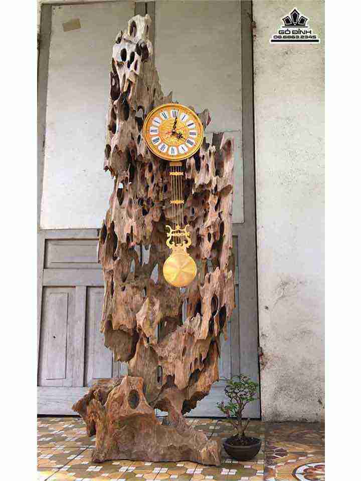 Đồng Hồ Gỗ Lũa Dổi  Cao 150 Rộng 45 (cm)
