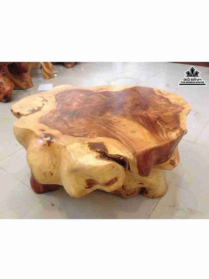 Bàn Trà Gốc Cây Gỗ Gõ Đỏ ( Cate )  Cao 35 Mặt 68-64 (cm)