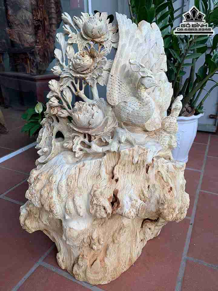 Tượng Phu Thê Viên Mãn Gỗ Nu Nghiến  Cao 70 Ngang 52 Sâu 38 (cm)