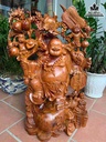 Tượng Phật Di Lặc Tam Phúc Vác Cành Đào Gỗ Hương  Cao 83 Ngang 58 Sâu 30 (cm)