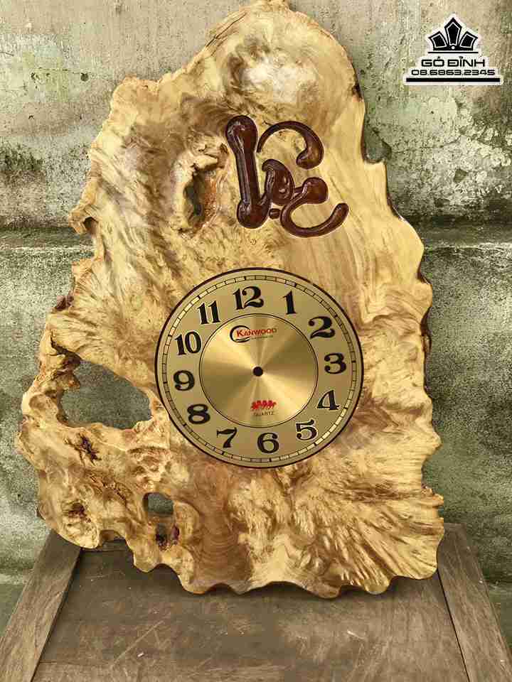 Đồng Hồ Chữ Lộc Gỗ Nu Nghiến  Cao 57 Ngang 40 Dày 2 (cm)