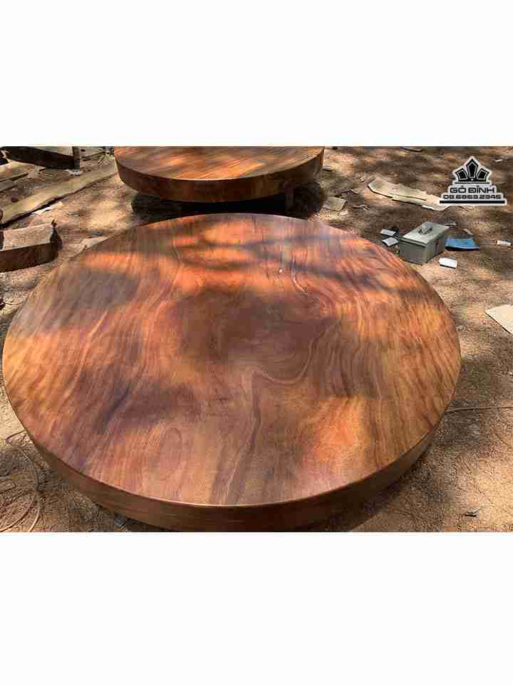 Mặt Bàn Tròn Nguyên Tấm Gỗ Cẩm Hồng Nam Phi  Đường Kính 200 Dày 18 (cm)