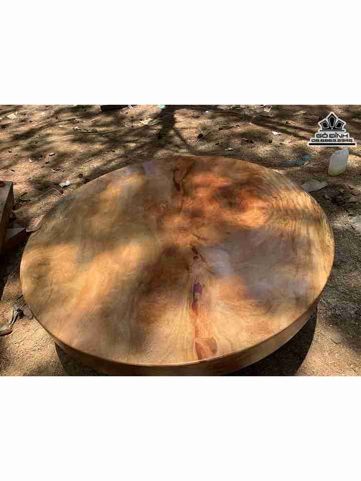 Mặt Bàn Tròn Nguyên Tấm Gỗ Cẩm Hồng Nam Phi  Đường Kính 190 Dày 18 (cm)