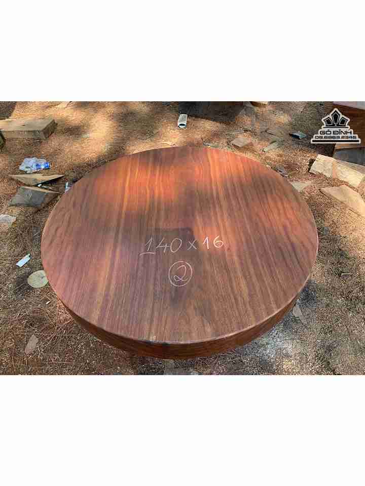Mặt Bàn Tròn Nguyên Tấm Gỗ Cẩm Hồng Nam Phi  Đường Kính 1m40 Dày 16 (cm)