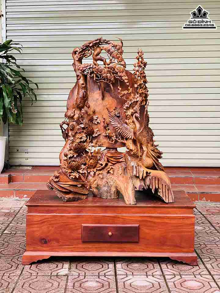 Tượng Bốn Mùa Sung Túc Gỗ Sun Hương Việt  Cao 115 Rộng 93 Dày 60 (cm)