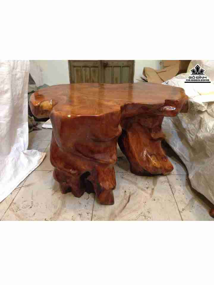 Đôn Gốc Cây Gỗ Gõ Đỏ (Cà Te)  Cao 50 Mặt 76-58 (cm) 