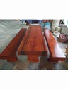 Bộ Bàn Ghế K3 Nguyên Tấm Gỗ Hồng Đào  Dài 250