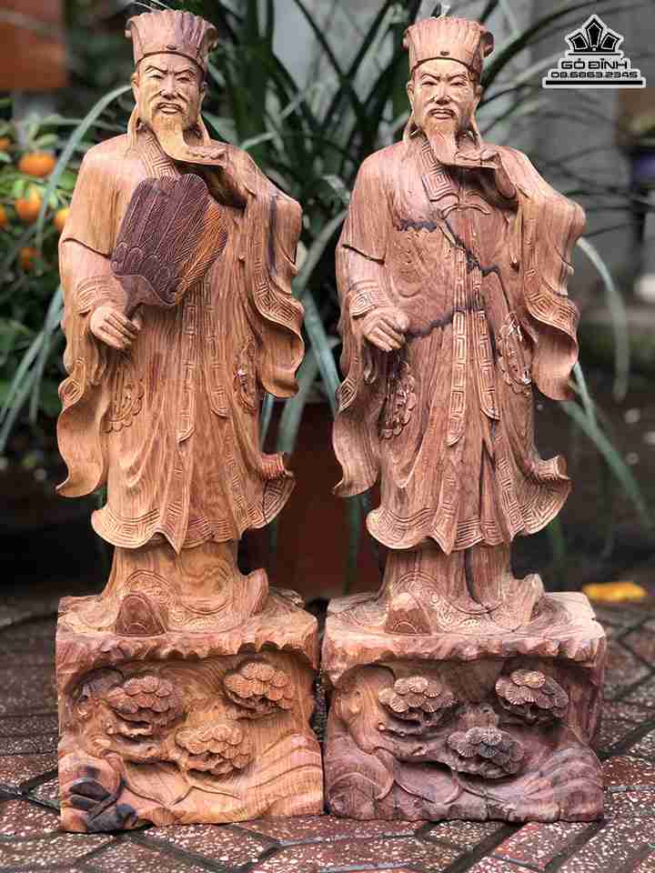 Tượng Không Minh Gỗ Cẩm  Cao 50 Ngang 17 Sâu 12 (cm)