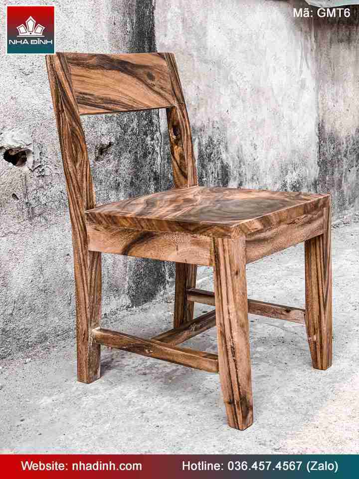 Ghế Tựa Lưng Gỗ Me Tây  Cao 80 (cm)