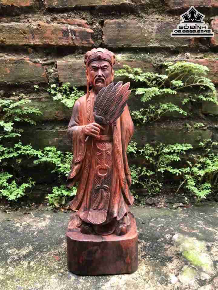 Tượng Khổng Minh Gia Cát Lượng Gỗ Trắc  Cao 31 Ngang 10 Sâu 8 (cm)