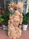 Tượng Phật Di Lặc Đứng Bao Tiền Gỗ Xá Xị ( Gù Hương )  Cao 117 Ngang 55 Sâu 24 (cm)