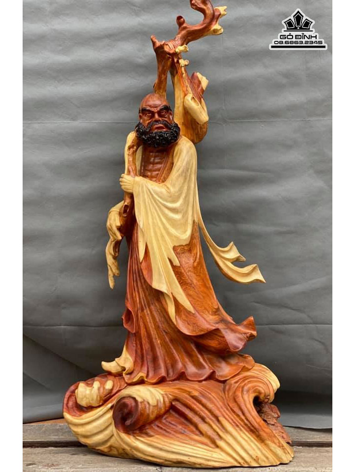 Tượng Đạt Ma Giáo Hóa Gỗ Hương  Cao 100 Ngang 50 Sâu 30 (cm)