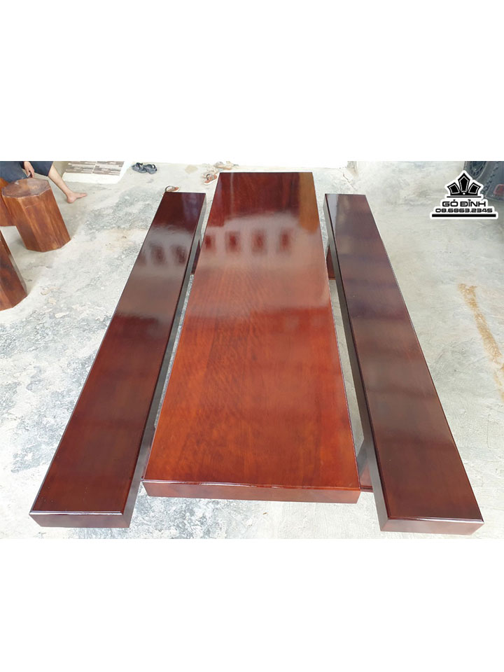 Bộ K3 Nguyên Tấm Gỗ Dổi Sơn Màu Giả Hương Dài 240 (cm)