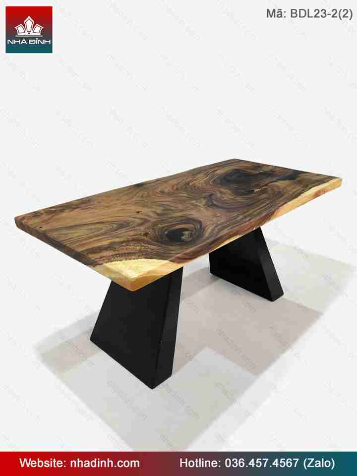 Bàn Ăn Gỗ Me Tây Nguyên Khối  Dài 160 Rộng 79 Dày 5 (cm)