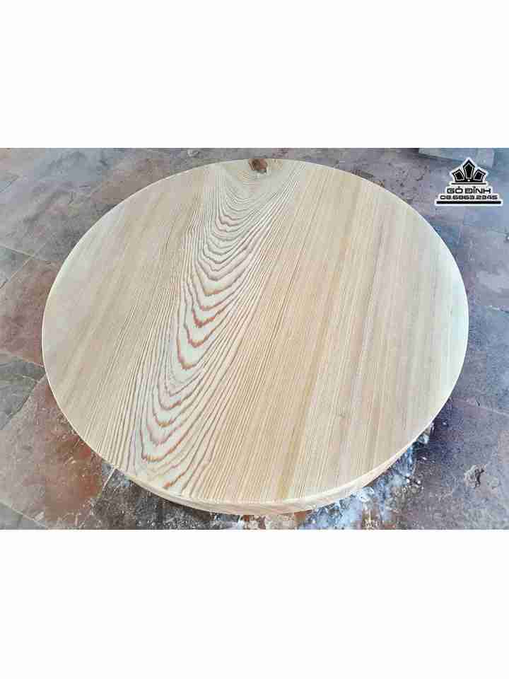 Mặt Bàn Tròn Nguyên Tấm Gỗ Du Sam  Đường Kính 105 Dày 14 (cm)