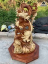Tượng Nhất Long Nhả Ngọc Gỗ Hương Việt  Cao 71 Ngang 38 Sâu 38 Cả Kỷ (cm)
