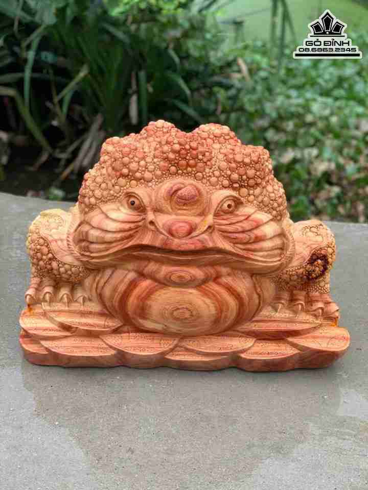 Tượng Cóc Ngậm Tiền Gỗ Hương Nam Phi  Cao 46 Ngang 63 Sâu 46 (cm)