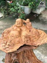 Tượng Phật Di Lặc Nhất Phúc Gỗ Ngọc Am  Cao 26 Rộng 55 Sâu 33 (cm)
