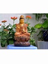 Tượng Phật Bà Quan Âm Ngồi Đài Sen Gỗ Bách Xanh  Cao 30 Ngang 16 Sâu 15 (cm)