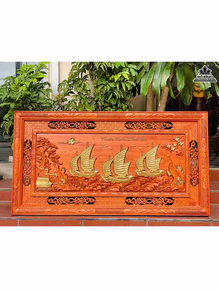  Tranh Thuận Buồm Xuôi Gió Gỗ Hương  Cao 67 Rộng 127 Dày 4.5 (cm)
