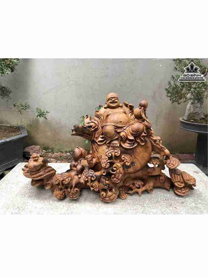  Tượng Phật Di Lặc Ngồi Bao Tiền Gỗ Xá Xị (Gù Hương)  Cao 50 Ngang 87 Sâu 26 (cm)