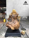 Tượng Phật Di Lặc Gỗ Bách Xanh  Cao 44 Ngang 28 Sâu 14 (cm)