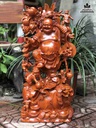 Tượng Phật Di Lặc Đứng Nghê Gỗ Hương Việt  Cao 70 Ngang 32 Sâu 18 (cm)