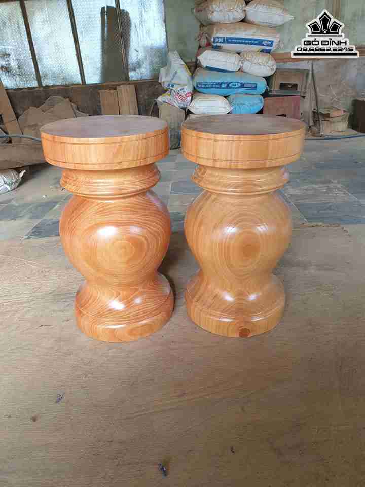 Cặp Đôn Trụ Nguyên Khối Gỗ Du Sam  Đường Kính 19 Cao 36 (cm)