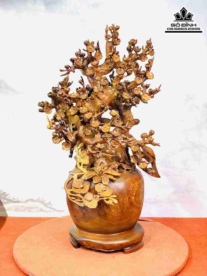 Bình Mai Lan Gỗ Hương Việt  Cao 90 Ngang 48 Sâu 45 (cm)