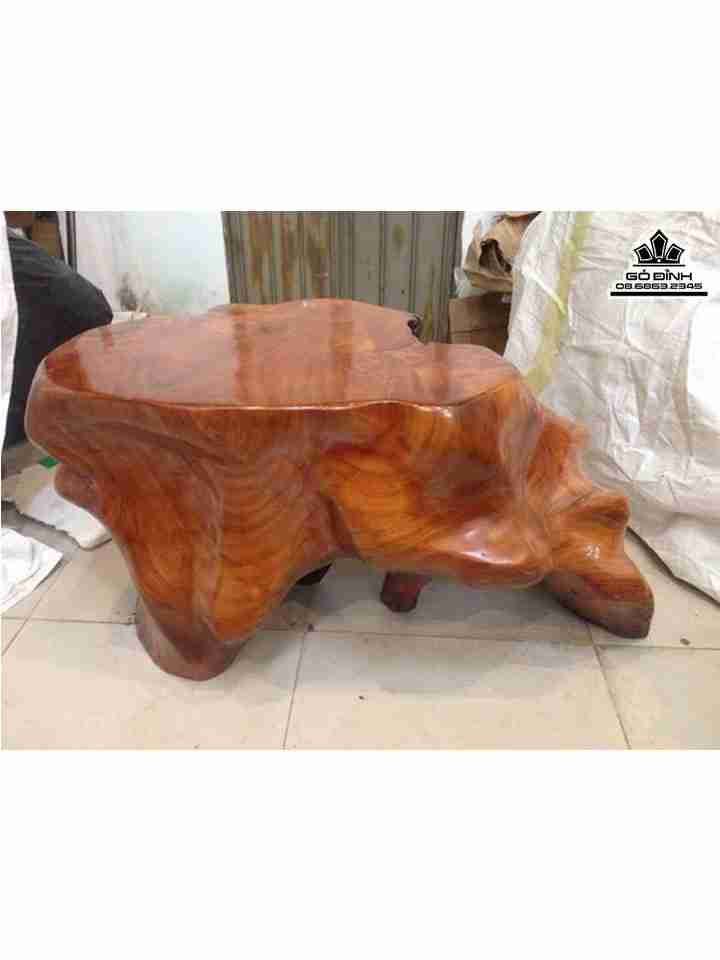 Đôn Gỗ, Đôn Gốc Cây Gỗ Gõ Đỏ (Cà Te)  Cao 40 Ngang 84 Sâu 50 Mặt 54-45 (cm)