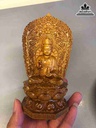 Tượng Phật Bà Quan Âm Để Xe Gỗ Bách Xanh  Cao 13 Ngang 8 Sâu 6 (cm)