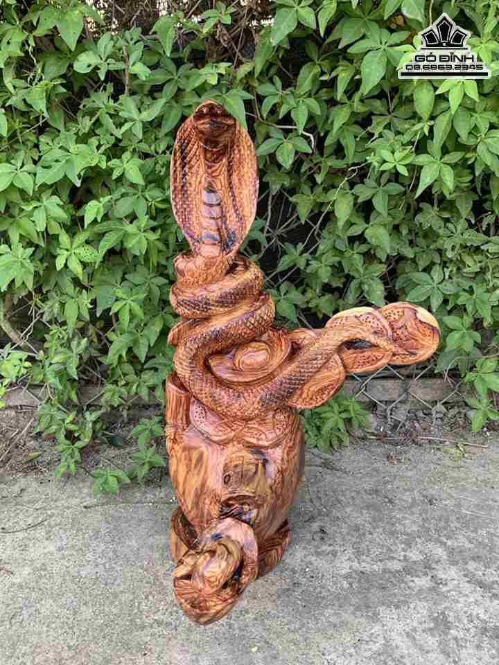 Tượng Rắn Gỗ Cẩm  Cao 48 Ngang 28 Sâu 26 (cm)