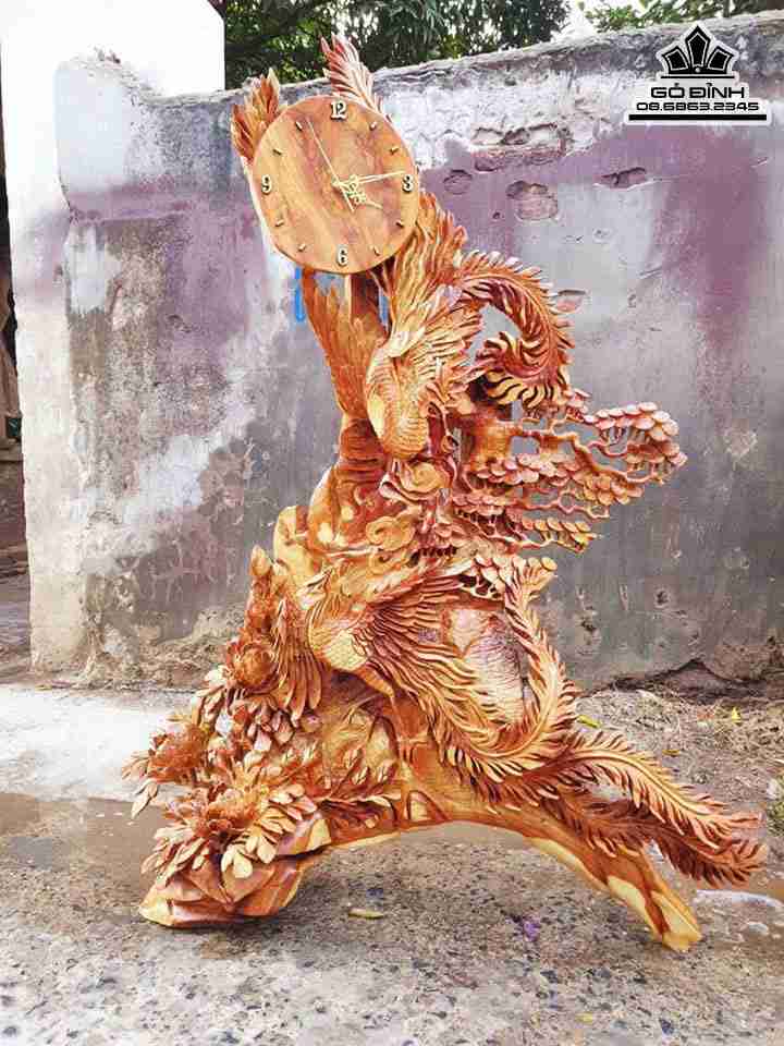 Tượng Uyên Ương Gỗ Hương  Cao 135 Ngang 100 Sâu 30 (cm)