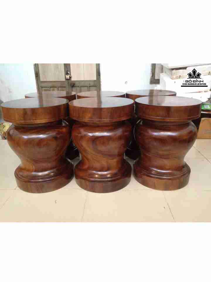Bộ 6 Đôn Gỗ Muồng Đen  Cao 45 Đường Kính 34 (cm)